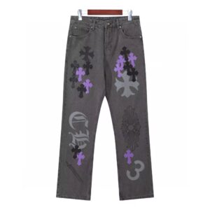 chrome hearts cross washed jeans multi color
