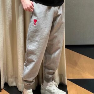 ami paris fall/winter 2025 heart embroidered unisex cotton sweatpants