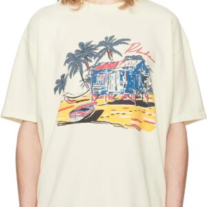 rhude letter palm t shirt beige