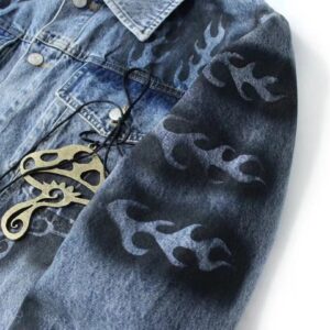 stussy artistic graffiti denim jacket multicolor