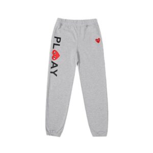 cdg play cotton pants black grey