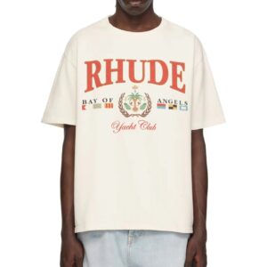rhude letter palm t shirt beige
