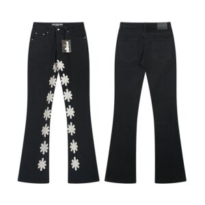 lostshdws sunflower embroidered bootcut jeans multicolor