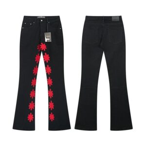 lostshdws sunflower embroidered bootcut jeans multicolor