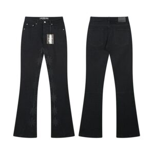 lostshdws sunflower embroidered bootcut jeans multicolor
