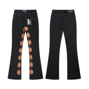 lostshdws sunflower embroidered bootcut jeans multicolor