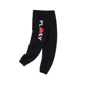 cdg play cotton pants black grey