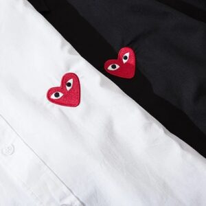 cdg play heart shirt white