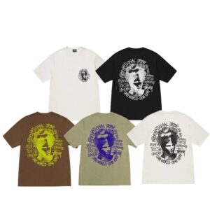 stussy multi color dog print t shirt