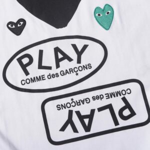 cdg play heart embroidery tee white