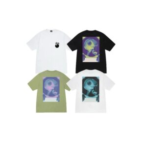 stussy multi color dog print t shirt