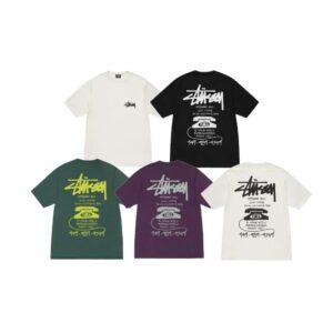 stussy multi color dog print t shirt