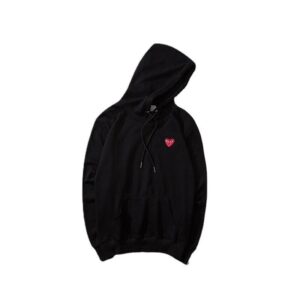 cdg play heart hoodie black/white