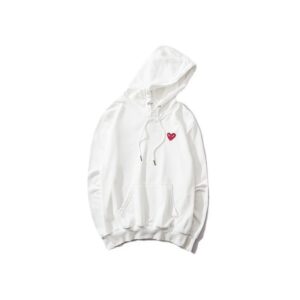 cdg play heart hoodie black/white