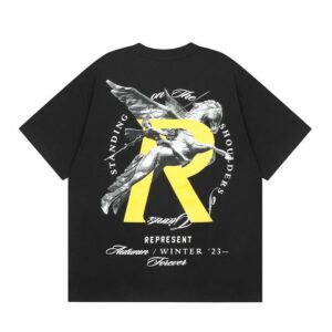 represent pegasus tee black and white