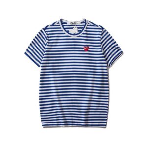 cdg play heart striped tee multicolor