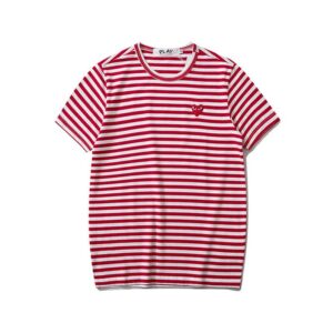 cdg play heart striped tee multicolor