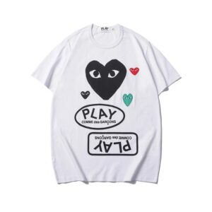 cdg play heart embroidery tee white