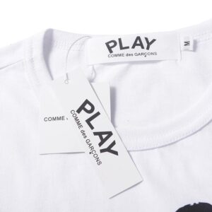 cdg play heart embroidery tee white