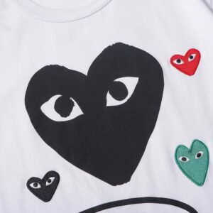 cdg play heart embroidery tee white
