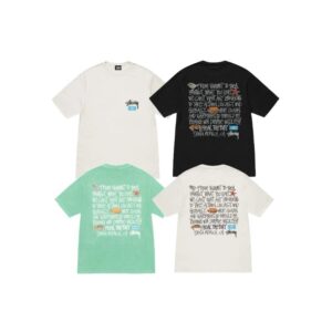 stussy multi color dog print t shirt