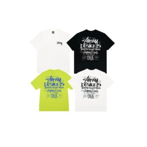 stussy multi color dog print t shirt