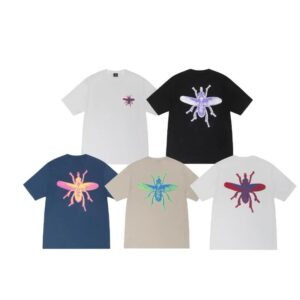 stussy multi color dog print t shirt