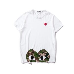 cdg play heart logo t shirt white