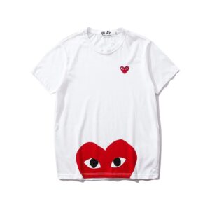 cdg play heart logo t shirt white