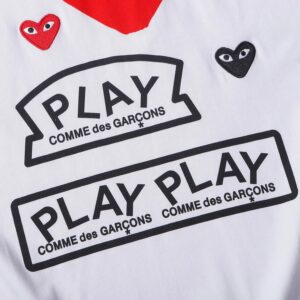 cdg play heart embroidery tee white