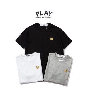 cdg gold heart tee multicolor