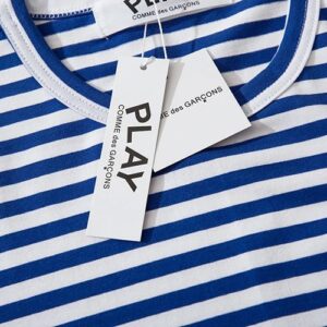cdg play heart striped tee multicolor