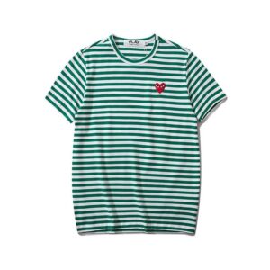 cdg play heart striped tee multicolor