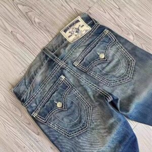 true religion white stitch jeans black/blue