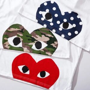 cdg play heart logo t shirt white