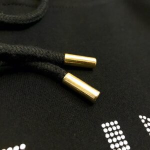 celine letter rhinestone hoodie black
