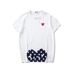 cdg play heart logo t shirt white