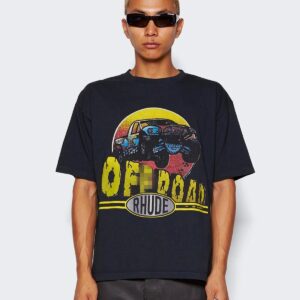 rhude racing graphic tee black