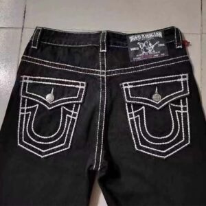 true religion white stitch jeans black/blue