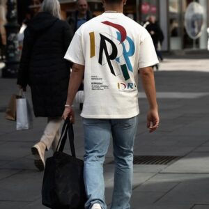 represent multi color print tee white