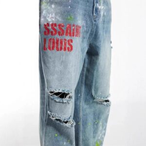sssaint louis ripped denim jeans black/blue