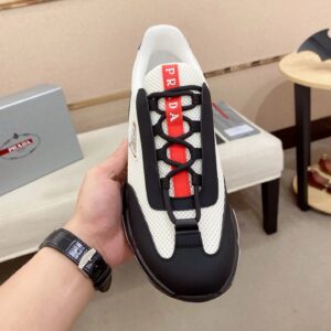 prada luxury sneakers black white red