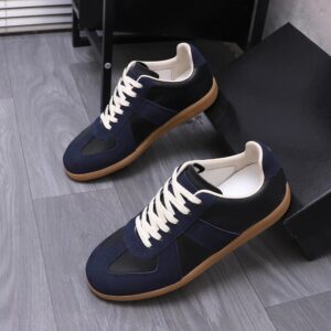 maison margiela leather sneakers blue