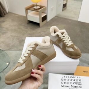 maison margiela mm6 shearling sneakers brown