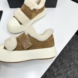 chanel shearling panda sneakers brown