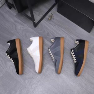 maison margiela leather sneakers grey