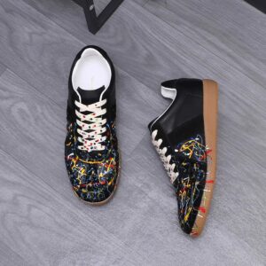 maison margiela colorful splash sneakers black