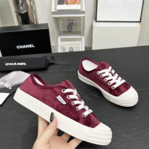 chanel vintage burgundy sneakers