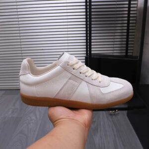 maison margiela leather sneakers white