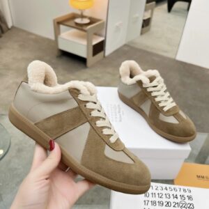 maison margiela mm6 shearling sneakers brown